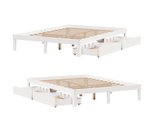 Estructura de cama con cajones madera pino blanco 120x190 cm