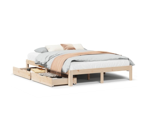 Estructura de cama con cojines madera maciza de pino 140x190 cm