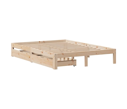 Estructura de cama con cojines madera maciza de pino 140x190 cm