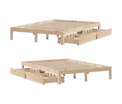 Estructura de cama con cojines madera maciza de pino 140x190 cm