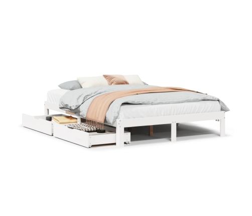 Estructura de cama con cojines madera de pino blanca 140x190 cm