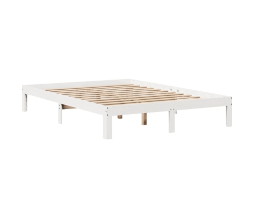 Estructura de cama con cojines madera de pino blanca 140x190 cm