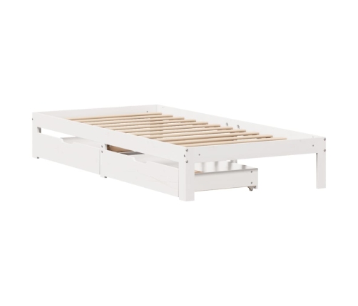 Estructura cama con cajones madera maciza pino blanco 90x200 cm