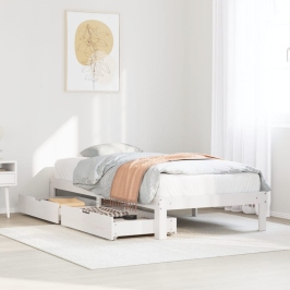 Estructura cama con cajones madera maciza pino blanco 90x200 cm