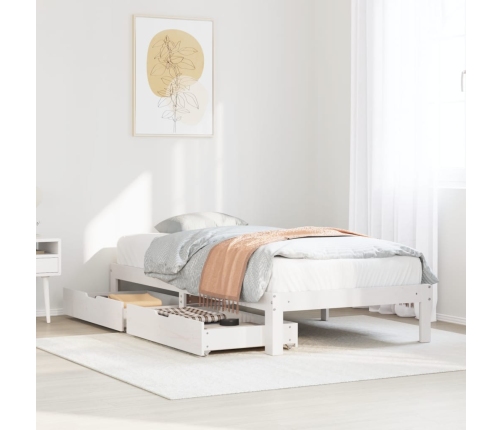 Estructura cama con cajones madera maciza pino blanco 90x200 cm