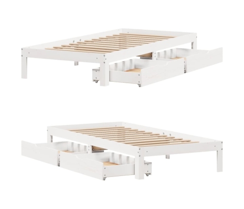 Estructura cama con cajones madera maciza pino blanco 100x200cm