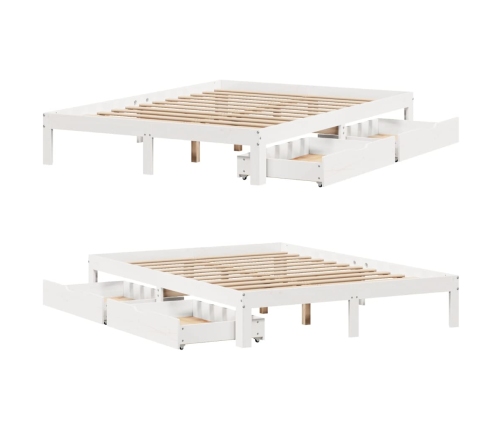 Estructura de cama con cajones madera de pino blanca 140x200 cm