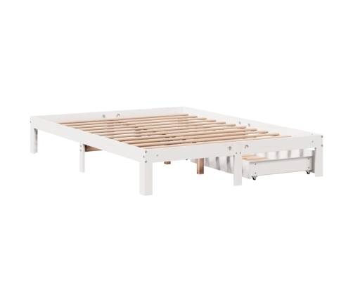 Estructura de cama con cajones madera de pino blanca 150x200cm