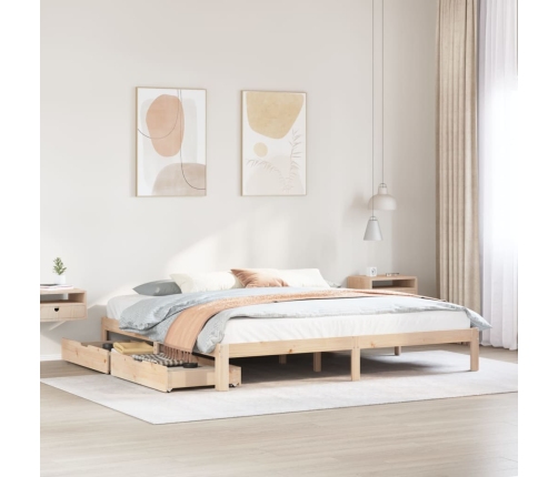 Estructura de cama con cajones madera maciza de pino 180x200 cm