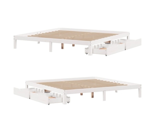 Estructura de cama con cajones madera maciza de pino 200x200 cm