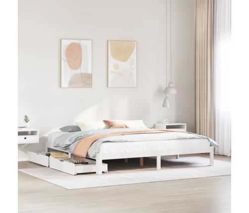 Estructura de cama con cajones madera maciza de pino 200x200 cm