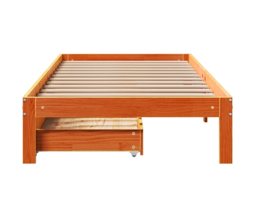 Estructura de cama con cajones madera de pino marrón 75x190 cm