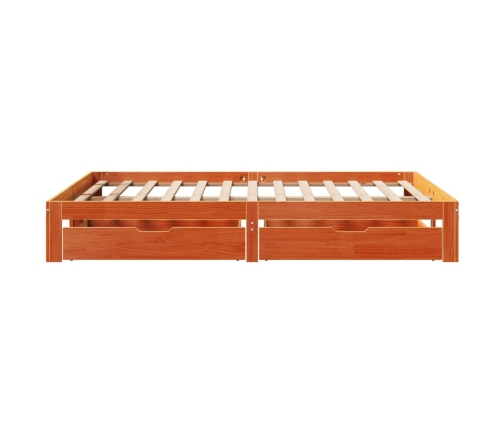 Estructura cama con cajones madera pino marrón cera 140x190 cm