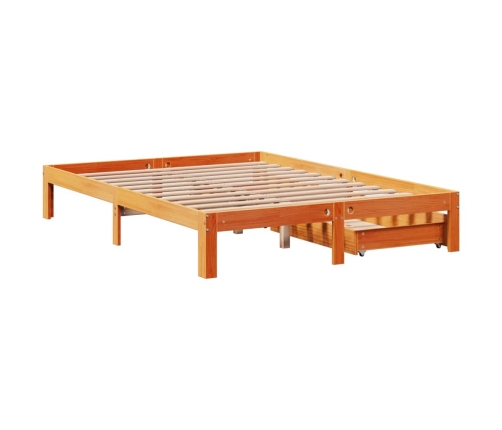 Estructura cama con cajones madera pino marrón cera 140x190 cm