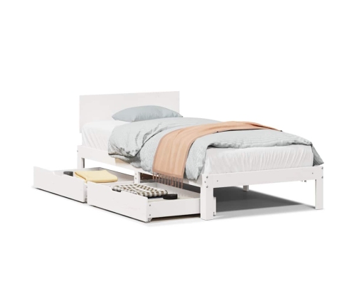 Estructura cama con cajones madera maciza pino blanco 75x190 cm