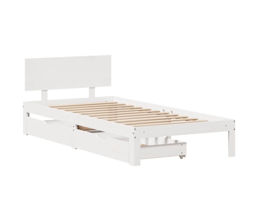 Estructura cama con cajones madera maciza pino blanco 75x190 cm