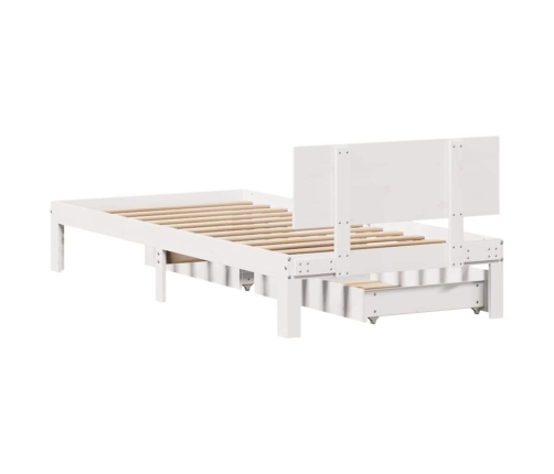 Estructura cama con cajones madera maciza pino blanco 75x190 cm