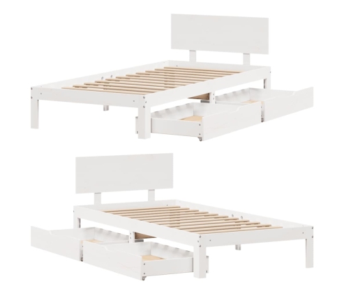 Estructura cama con cajones madera maciza pino blanco 75x190 cm