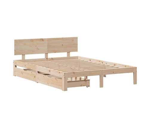 Estructura de cama con cajones madera maciza de pino 135x190 cm