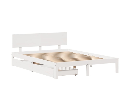 Estructura de cama con cajones madera de pino blanca 135x190 cm