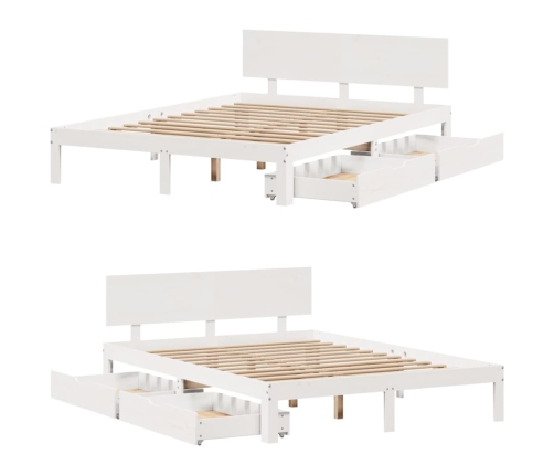 Estructura de cama con cajones madera de pino blanca 135x190 cm