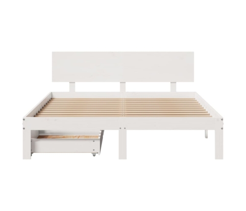 Estructura de cama con cojines madera de pino blanca 140x190 cm