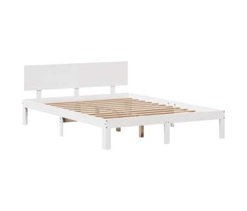 Estructura de cama con cojines madera de pino blanca 140x190 cm