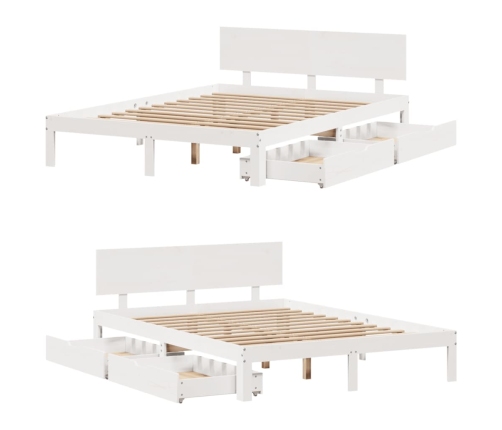 Estructura de cama con cojines madera de pino blanca 140x190 cm