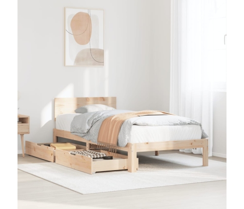 Estructura de cama con cajones madera maciza de pino 90x200 cm