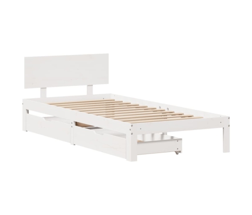 Estructura cama con cajones madera maciza pino blanco 90x200 cm