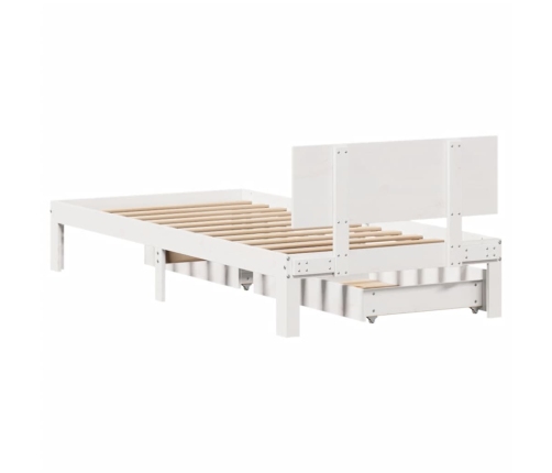 Estructura cama con cajones madera maciza pino blanco 90x200 cm