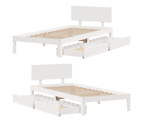 Estructura cama con cajones madera maciza pino blanco 90x200 cm