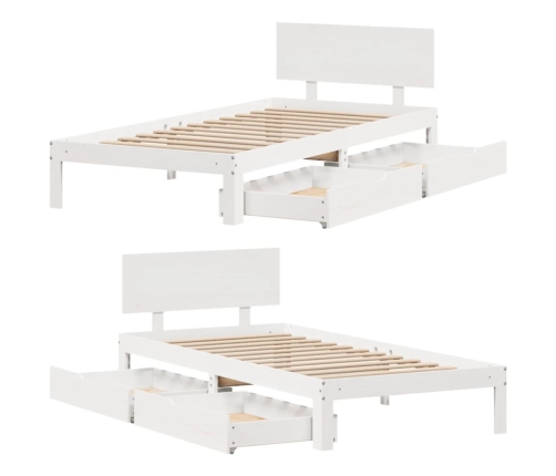 Estructura cama con cajones madera maciza pino blanco 100x200cm