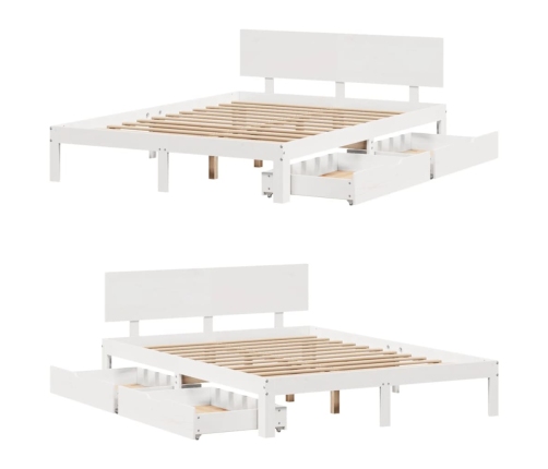 Estructura de cama con cajones madera de pino blanco 120x200 cm
