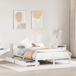 Estructura de cama con cajones madera de pino blanco 120x200 cm