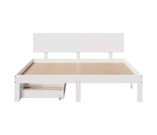 Estructura de cama con cajones madera de pino blanca 140x200 cm