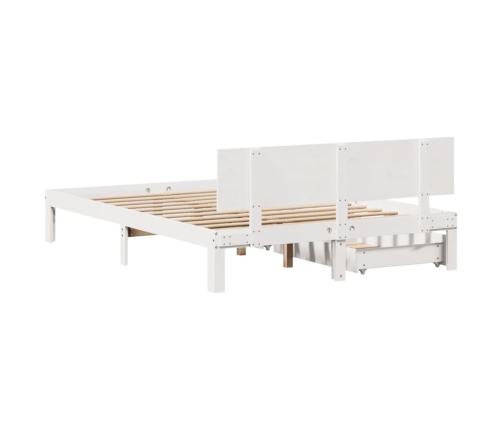 Estructura de cama con cajones madera de pino blanca 140x200 cm