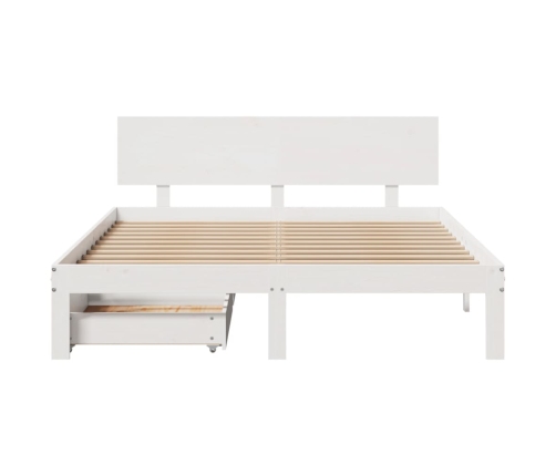 Estructura de cama con cajones madera de pino blanca 150x200cm