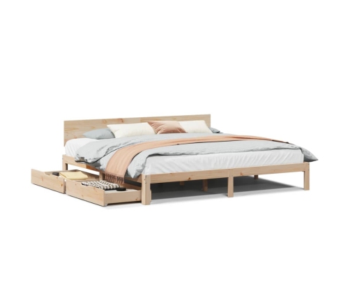 Estructura de cama con cajones madera maciza de pino 180x200 cm