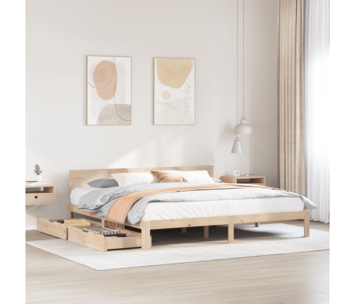 Estructura de cama con cajones madera maciza de pino 180x200 cm