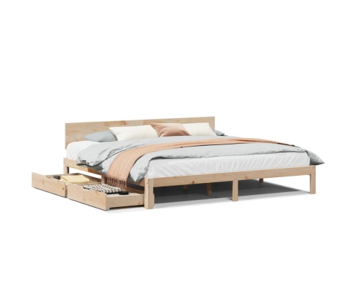 Estructura de cama con cajones madera maciza de pino 200x200 cm