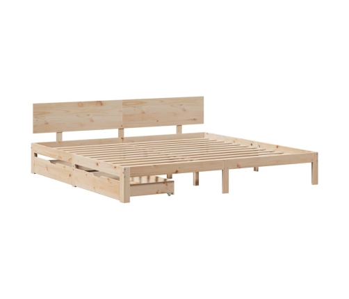 Estructura de cama con cajones madera maciza de pino 200x200 cm