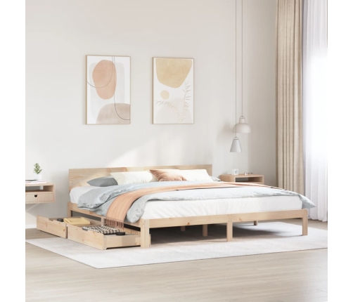 Estructura de cama con cajones madera maciza de pino 200x200 cm