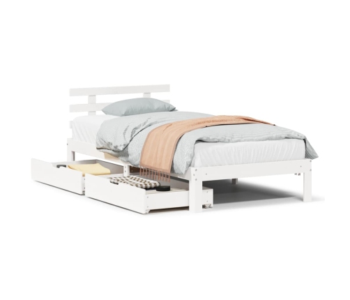 Estructura cama con cajones madera maciza pino blanco 75x190 cm