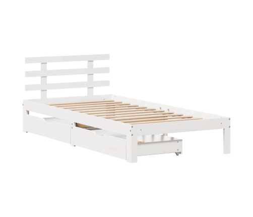 Estructura cama con cajones madera maciza pino blanco 75x190 cm