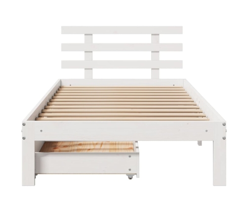 Estructura cama con cajones madera maciza pino blanco 75x190 cm