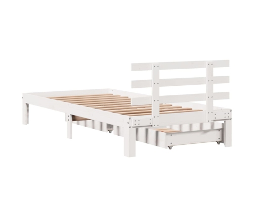 Estructura cama con cajones madera maciza pino blanco 75x190 cm