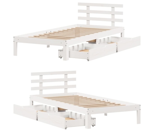 Estructura cama con cajones madera maciza pino blanco 75x190 cm