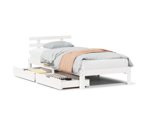 Estructura cama con cajones madera maciza pino blanca 90x190 cm