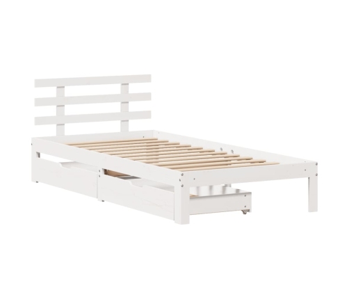 Estructura cama con cajones madera maciza pino blanca 90x190 cm